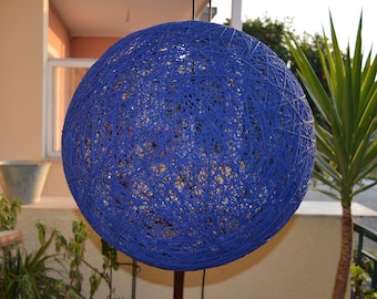 Blue Globe Pendant Lamp: Modern String Shade Ceiling Light