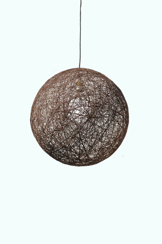Brown Pendant Light Globe Lamp, Black Sphere Light Fixture