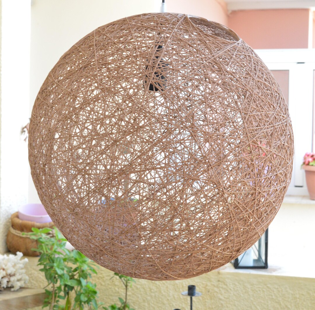 Modern Sphere Pendant Lamp: Handmade Cotton String Lighting (55cm-22 ...