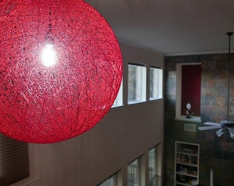 Globe Pendant Light, Staircase Chandelier, Large Yarn Hanging Lamp, Modern Foyer Lighting, Colorful Ceiling Light