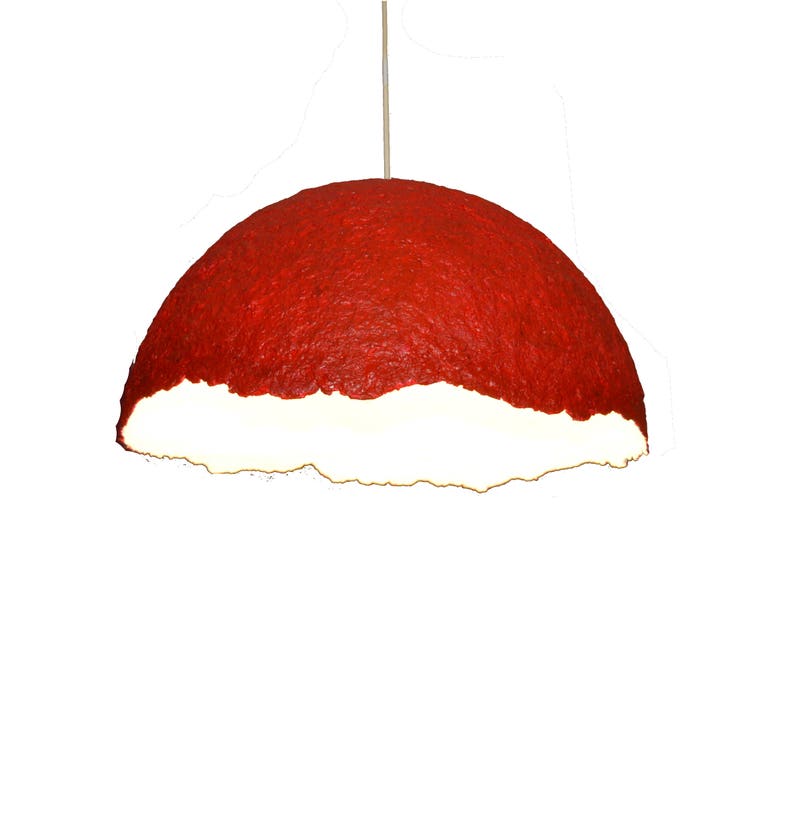 Paper mache lamp. Modern pendant lamp. Red lighting ...