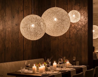 Oversized Globe Pendant Light, Large Yarn Chandelier, Staircase Lighting, Luxury Cluster Pendant, Modern Ceiling Lamp