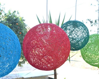 LARGE GLOBE PENDANT, Pendant Light Lamp, Living Room Pendant Lamp, Lighting Fixture String Lampshade Sphere Celling Lamp Housewarming Gift