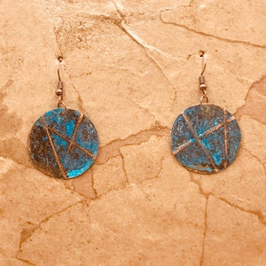 Blue Patina Copper Earrings
