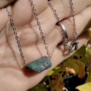 RAW EMERALD necklace,MAY birthstone