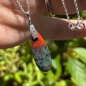 CHRYSOCOLLA and CUPRITE necklace, (Sonoran sunrise)