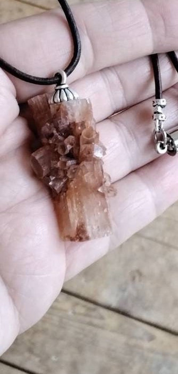 Handmade Aragonite Pendant Necklace, Silver Bail, Morocco Stone