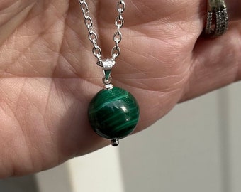 Handmade Malachite Pendant Necklace, Natural Congo Gemstone