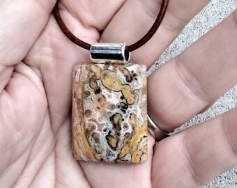 Details about / Carved Leopard Skin Jasper Gemstone 925 SterlingSilver Necklace 18/" GP-1251-1260