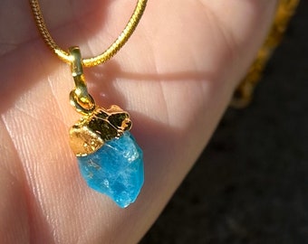 NEON BLUE APATITE necklace