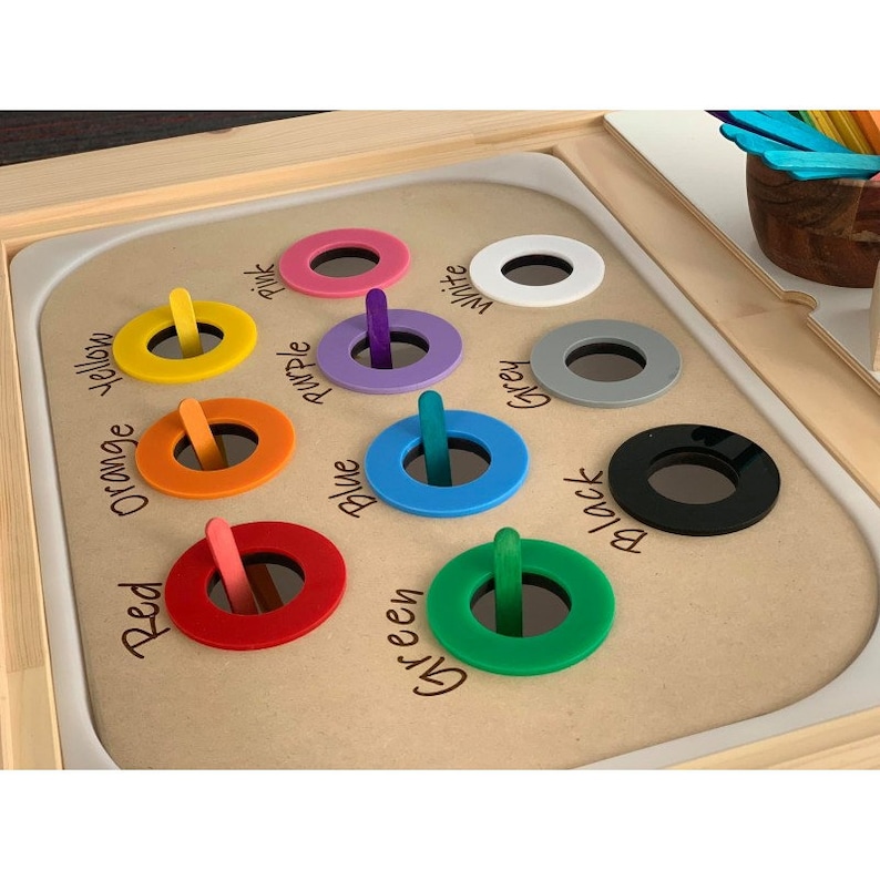 FLISAT/ TROFAST Colour sorting table insert. Wooden Insert. Sensory play table. IKEA. image 1