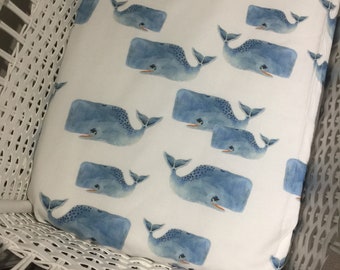 Bassinet Fitted Sheet - Whales