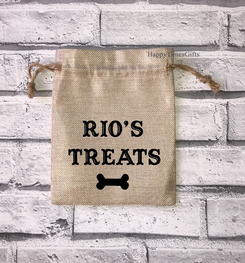 Personalised dog treat bag personalized with name Drawstring Etsy