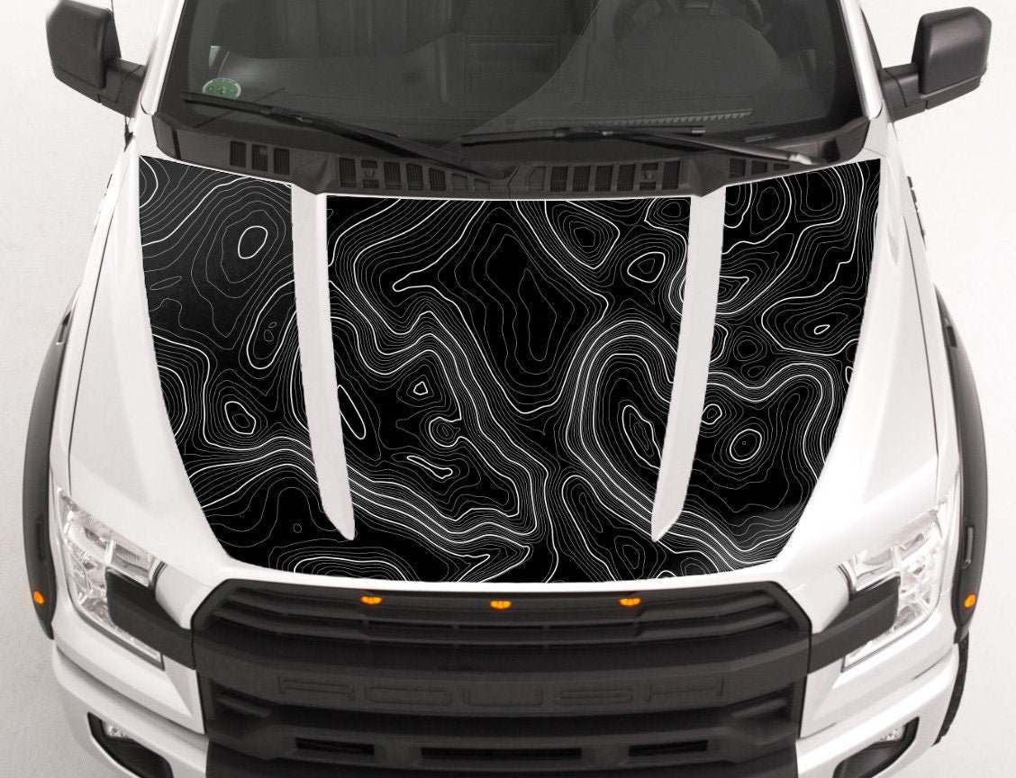 Customizable Topographic Hood Wrap Blackout Decal Compatible With F150 ...