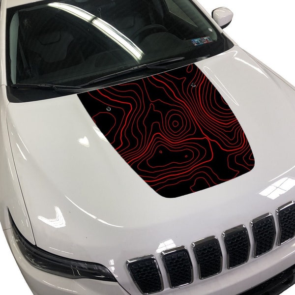 Topographic Hood Decal compatible with Jeep Cherokee 3M Vinyl 2014-2018