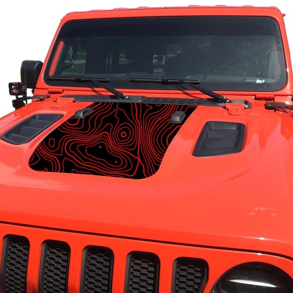 Topographic Topo Hood Decal compatible with Jeep Wrangler JL and Gladiator JT Rubicon