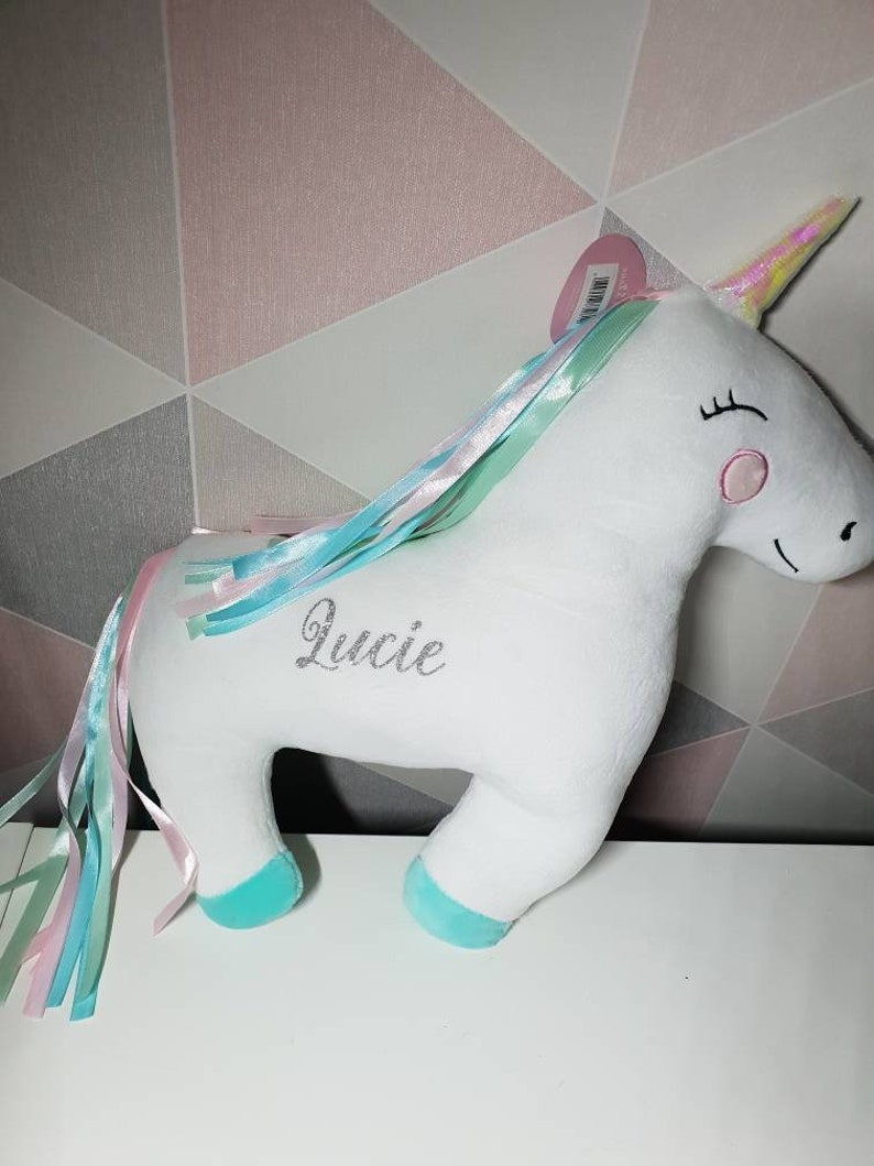 Personalised Rainbow Unicorn Toy Storage Bag Sass And Belle