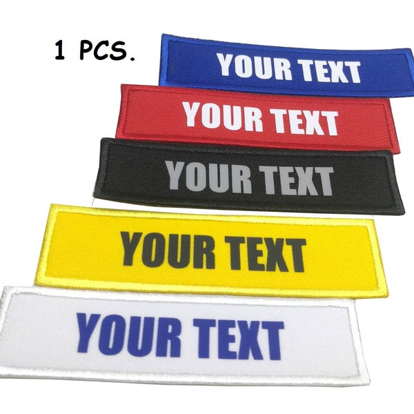 Custom text Name Text Your Text patch  Name Tape patch Name tag patch Biker Motorcycle with hook backing or sew on patch size 1" x 4"
