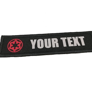 Star War Galactic Empire Imperial Cog patch Custom text Your Text patch  with hook backing or sew on patch size 1" x 4", 1" x 5" and 1" x 6"