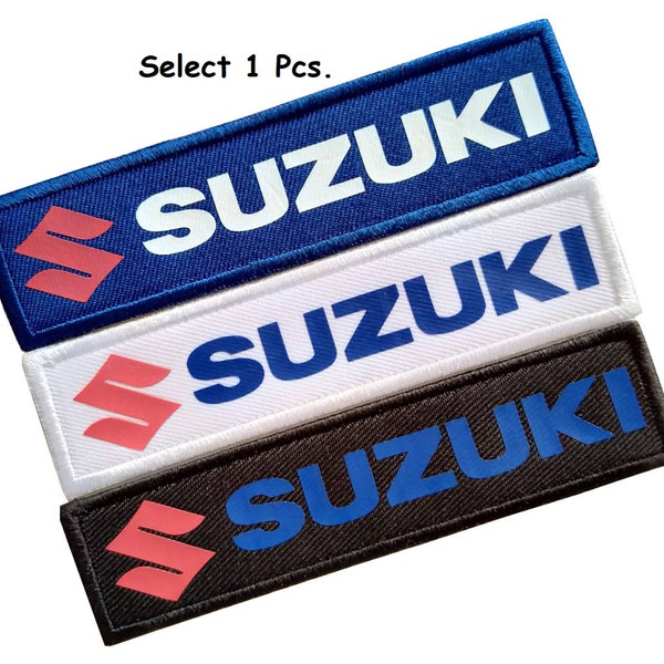 Suzuki patch racing Motorcycle Suzuki Biker patch D.I.Y. patch Decorate patch Suzuki name tape Iron on, sew on, hook backing size 1" x 4"