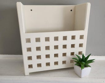Seateak Free Standing or Wall Mount Magazine Rack - Grate / Lattice Front Design