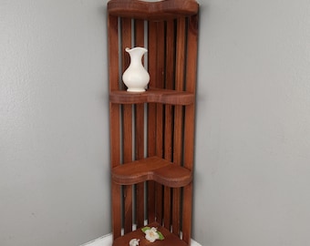 Vintage 1980s Wooden Heart Shaped 4 Tier Corner Shelf