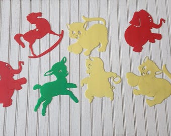Vintage Trace -N- Toys Mid Century Plastic Animals - Set of 7 - Cute Mid Century Style - Pomona California