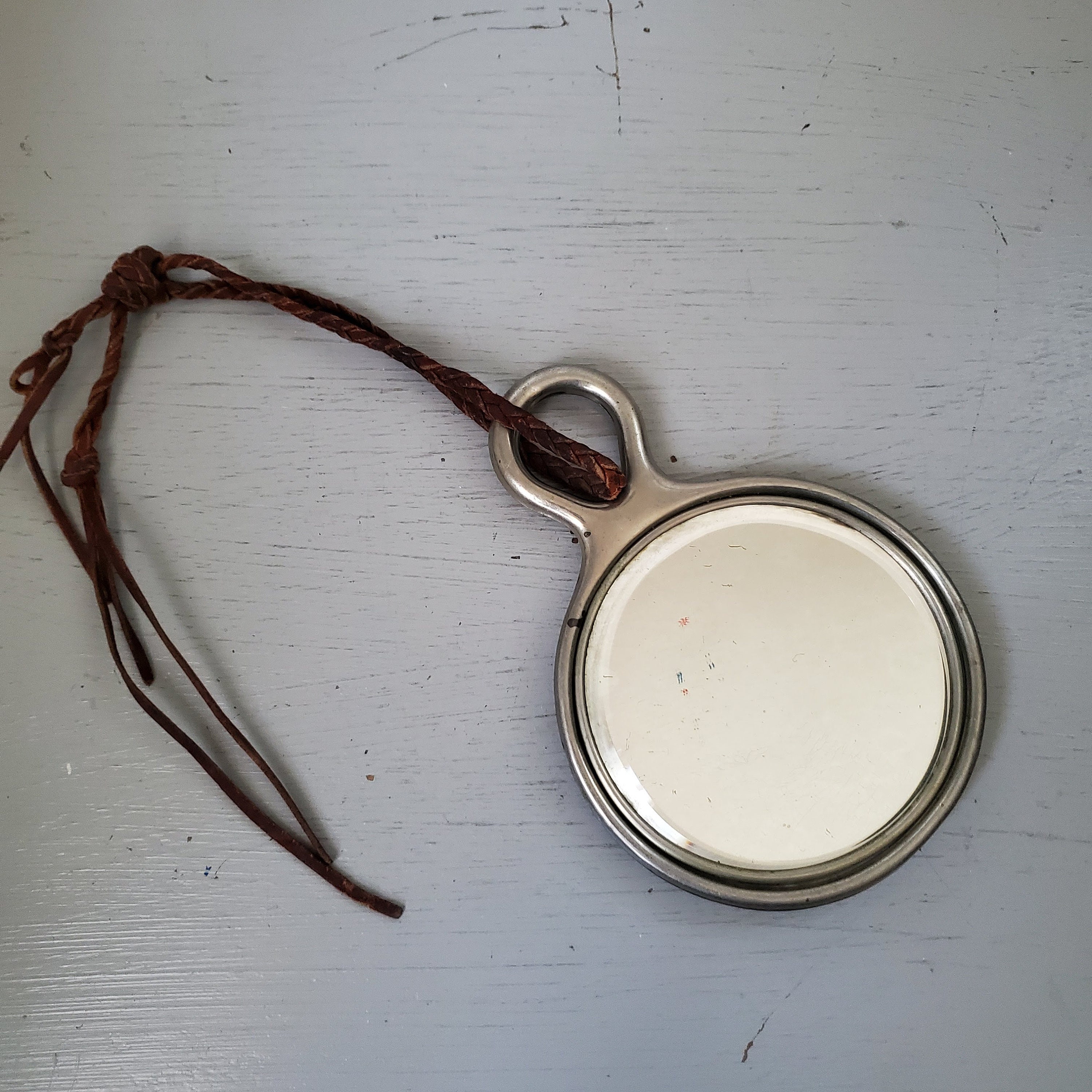 Antique Hand Mirror With Initials and Braided Leather Strap for Hanging Perfect for Rustic Primitive and Western Decor - Etsy Antique Hand Mirror With Initials and Braided Leather Strap for Hanging Perfect for Rustic Primitive and Western Decor - Etsy