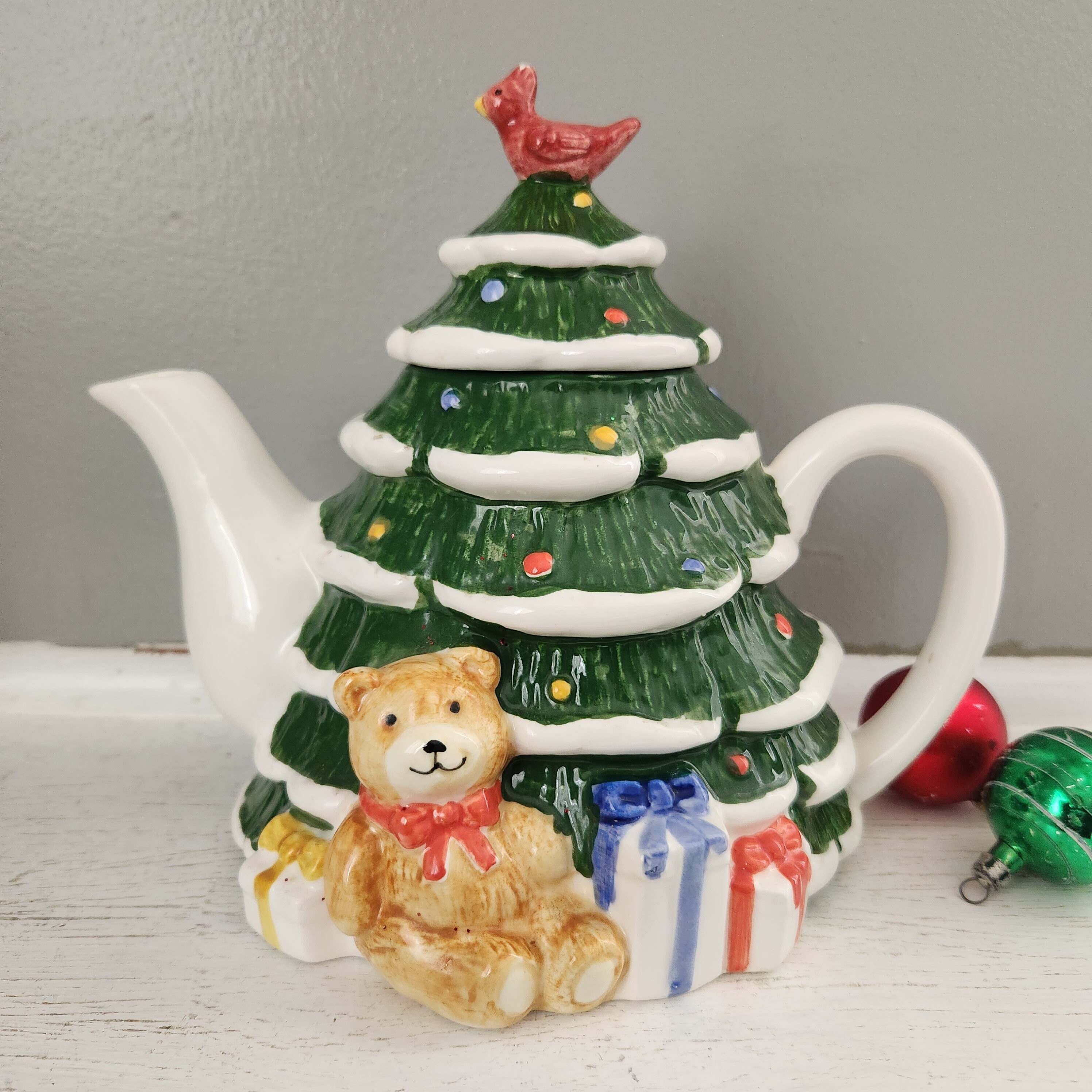 Vintage Christmas Tree Teapot Marked Mary Ann Baker Otagiri Etsy