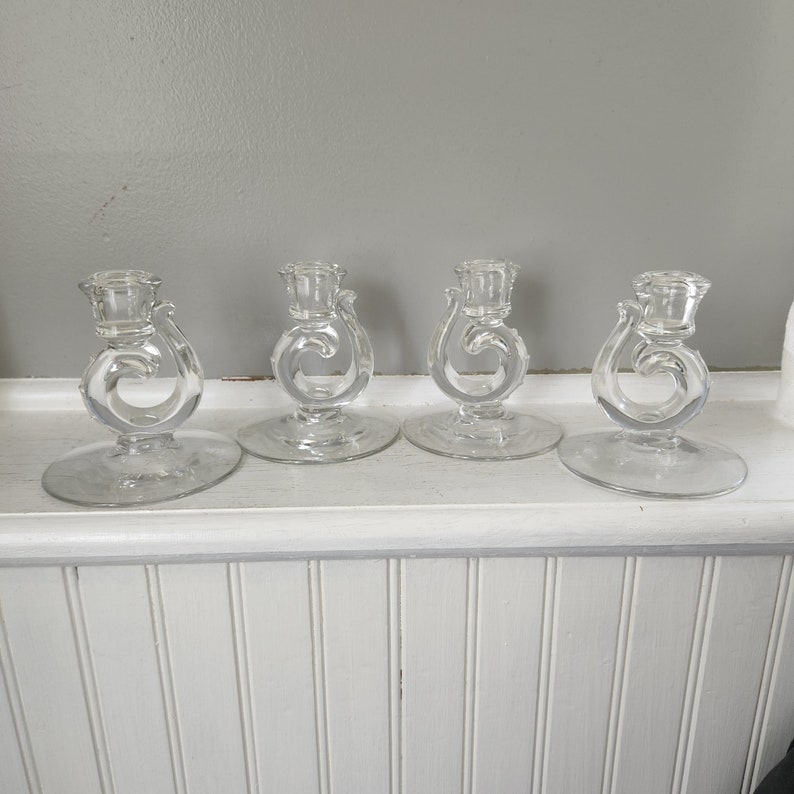 Vintage Depression Glass Candle Holders Two Sets Available Etsy