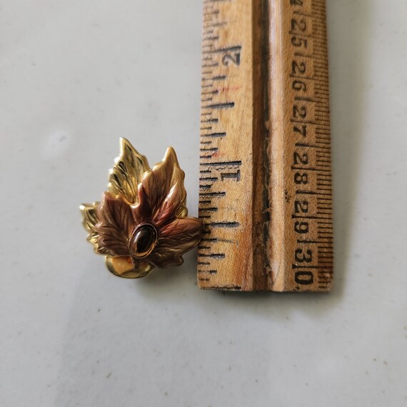 Vintage Mid Century Gold Tone and Amber Leaf Shap… - image 6