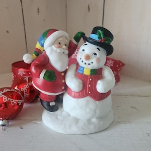 Vintage Mid West Importers Santa Claus and Snowman Music Box - Plays Frosty the Snowman -