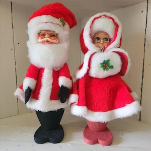 Vintage Mr. and Mrs. Santa Claus - Handmade - Very Large- 18&quot; Tall - Excellent Condition - Very Merry and Brite!!