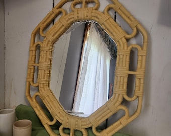 Vintage Homco  Faux Bamboo Mirror - Made in 1983