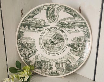 Vintage 1972 Eau Claire Wisconsin 100 Year Anniversary Plate