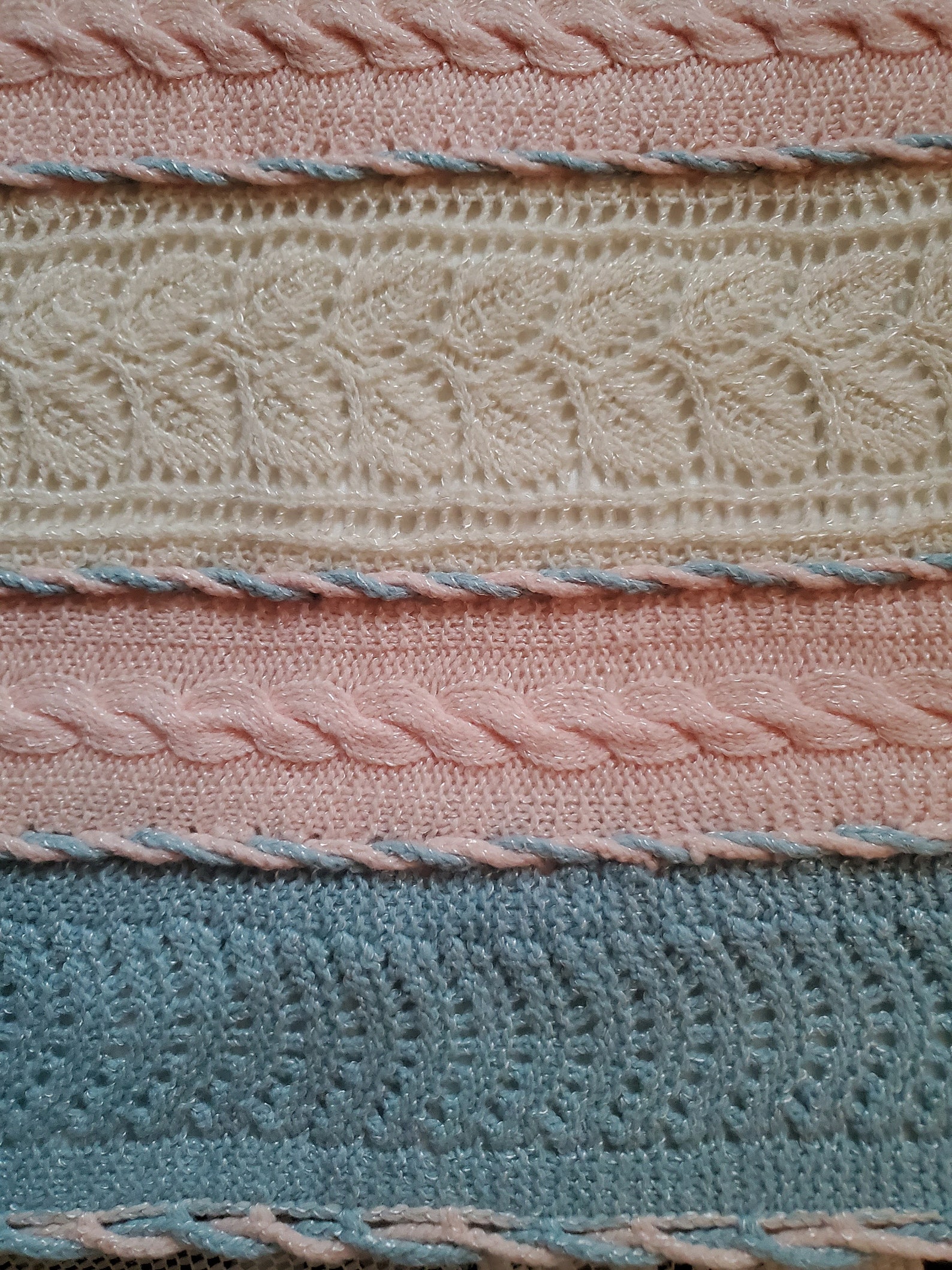 Vintage Pink and Blue Baby Blanket With Beige Colored Cotton Etsy