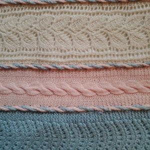 Vintage Pink and Blue Baby Blanket with Beige Colored Cotton Backing