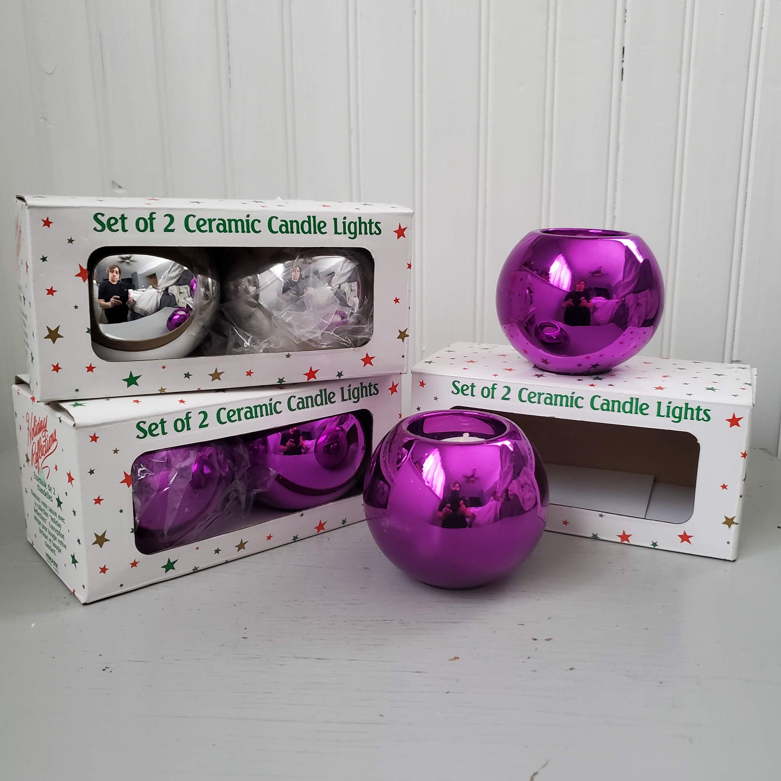 Vintage New in the Box Holiday Reflections Ceramic Candle