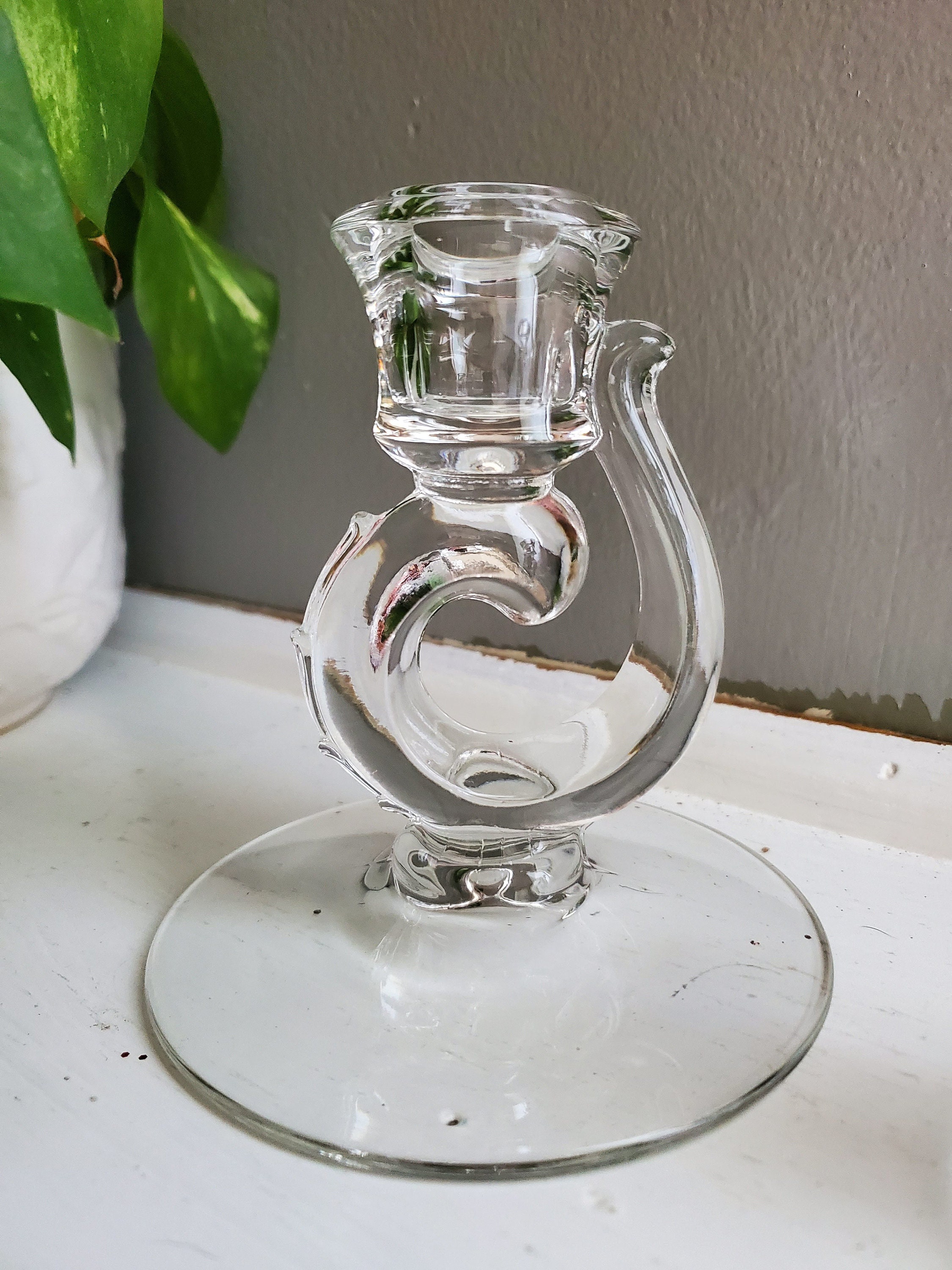 Vintage Depression Glass Candle Holders Etsy