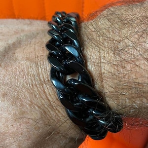 Bracelet noir épais et large, 3 longueurs