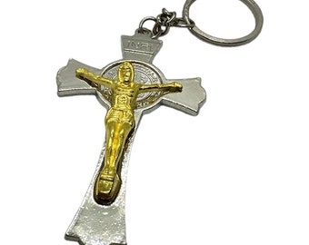 Porte-clés Jésus sur crucifix en or