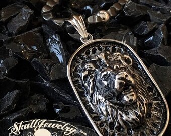Mythical 'Nemean Lion' Big, Bold & Heavy Lion Pendant with Heavy Chain (#n016)
