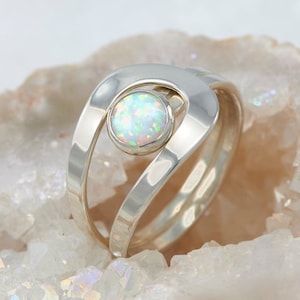 Opal Ring, Silver Opal Ring, White Opal Ring, Opal Gemstone Ring, Sterling Silver Stone Ring, Handmade Sterling Silver Jewelry