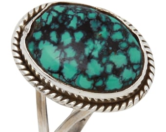 Awesome Natural Turquoise Ring, Sterling Silver Ring for Women, Simple Ring, Gemstone Boho Ring, Unique Stone Ring, Bohemian Jewelry