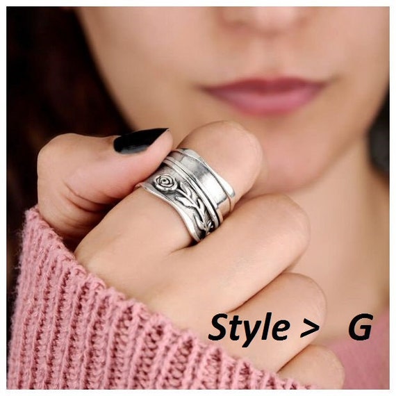 Stainless Steel Anxiety Rings for Women Hollow Heart Star Flower Fidget Spinner  Ring Anti Stress Anxiety Ring Party Jewelry Gift - AliExpress