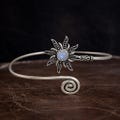 Silver Sunburst Moonstone Arm Cuff Arm Band Adjustable Tribal Gypsy Festival Boho Bohemian Jewelry Sun Bracelet Moonstone bangle hand cuff