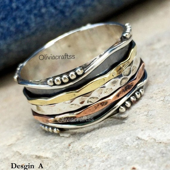925 Sterling Silver Spinner Ring for Women Girls Worry Meditation Ring Thumb Fidget Handmade Promise Spinning Twisted Rings Gift For Women