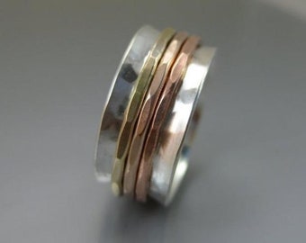 925er Silber Spinner Ring, Meditation Spinner Ring Daumen Ring Silber, Angst Ring, Fidget Ring Frauen Spinner Ring, Angst Sorgen Ring