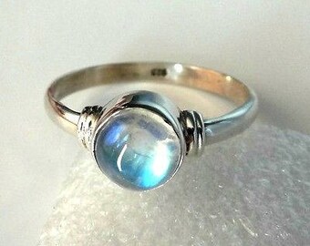 Moonstone Ring, Rainbow Ring, Silver Ring,Sterling Silver Ring