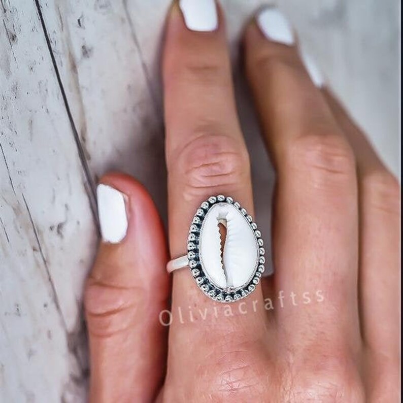 Cowrie Ring Cowrie Shell Ring Beach Shell Ring Beach Cowrie Etsy
